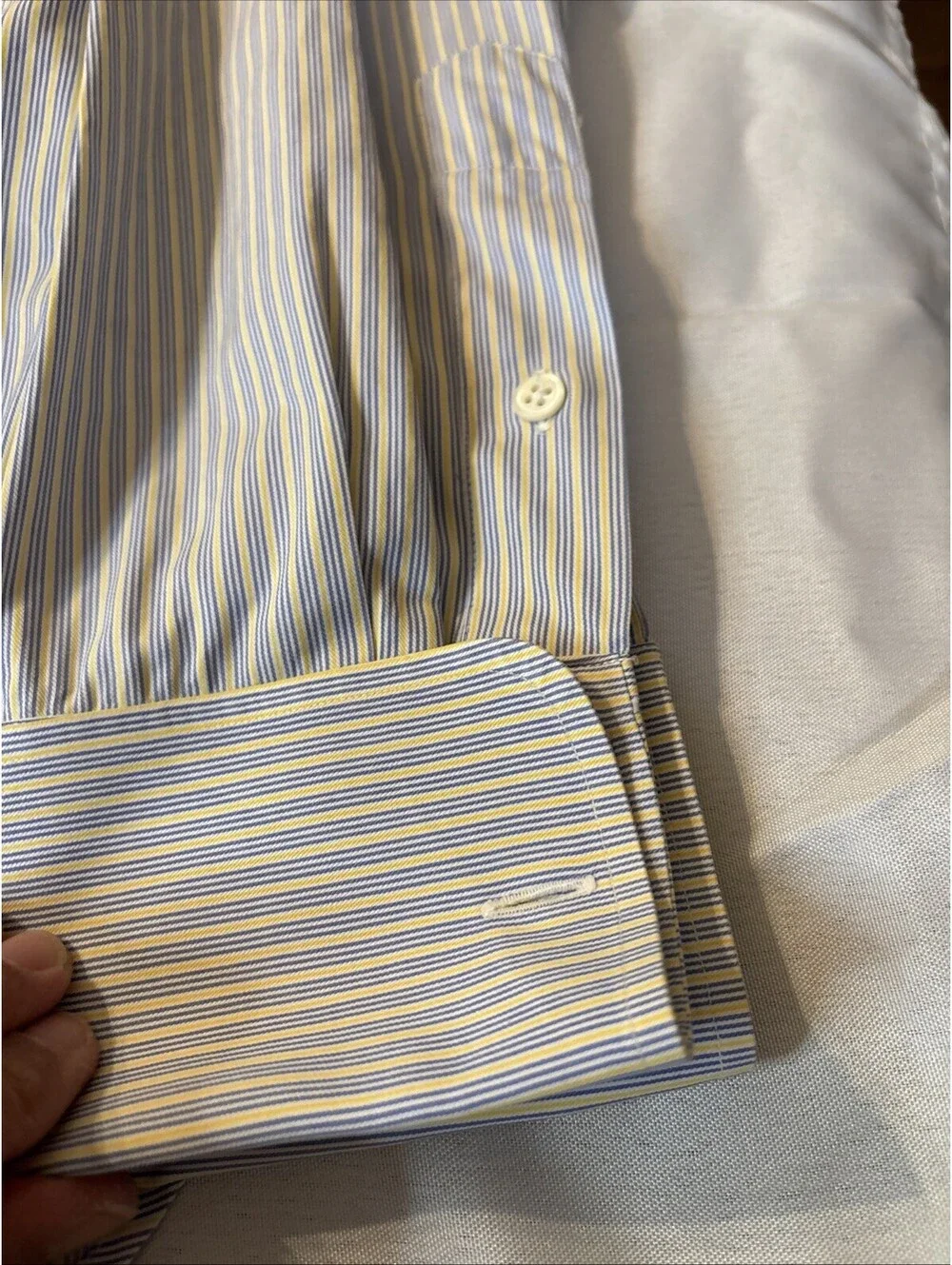 Men's Burberry London Blue/Ylw Striped Long Sleeve Button Dress Shirt 15 1/2 35